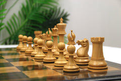 The Jaques Tournament Anderssen “Drop-Jaw” Replica Chessmen Natural & Mahogany Gilded Boxwood– 4.4" King