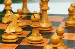 Henri Chavet Reproduced Chess Set in Ebony & Aged Antiqued Boxwood- 3.75" King Height
