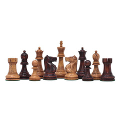 Fischer-Spassky / 1972 World Championship 3.75" Distressed Boxwood/Mahogany Stained Chessmen