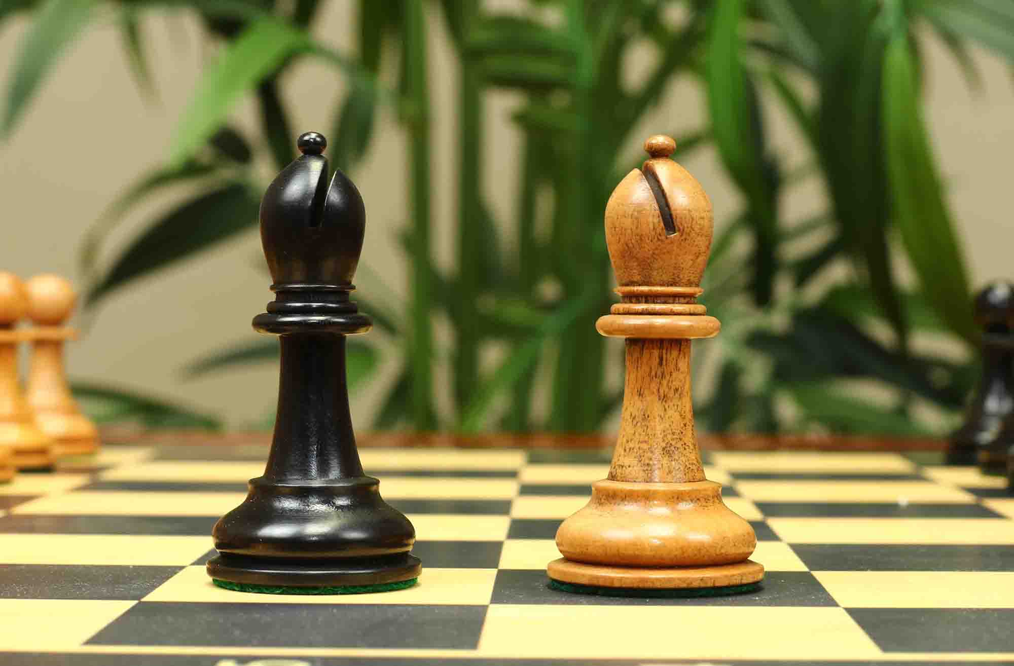 17th Olympiad Havana 1966 Circa Reproduction 3.78" Staunton Chessmen Ebony/Distressed Boxwood