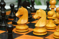 Henri Chavet Reproduced Chess Set in Aged Antiqued and Ebonised Boxwood- 3.75" King Height