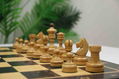 Reproduction Vintage 1930 German Knubbel 3.5" Chess Set in Natural & Mahogany Gilded Box wood