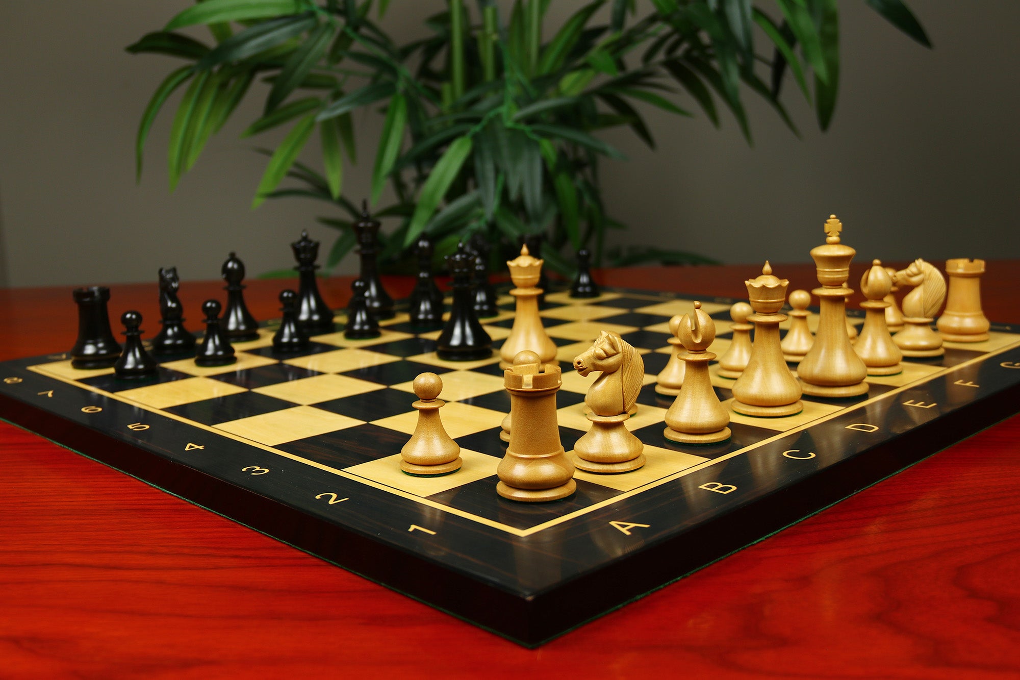 1830 Dublin Style Reproduced Historical Chess Set - 3.75" King Height in Natural Boxwood & Ebony Wood