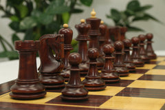 Zagreb '59 Series 3.75" Luxury Chessmen in Natural Boxwood & Mahogany Gilded