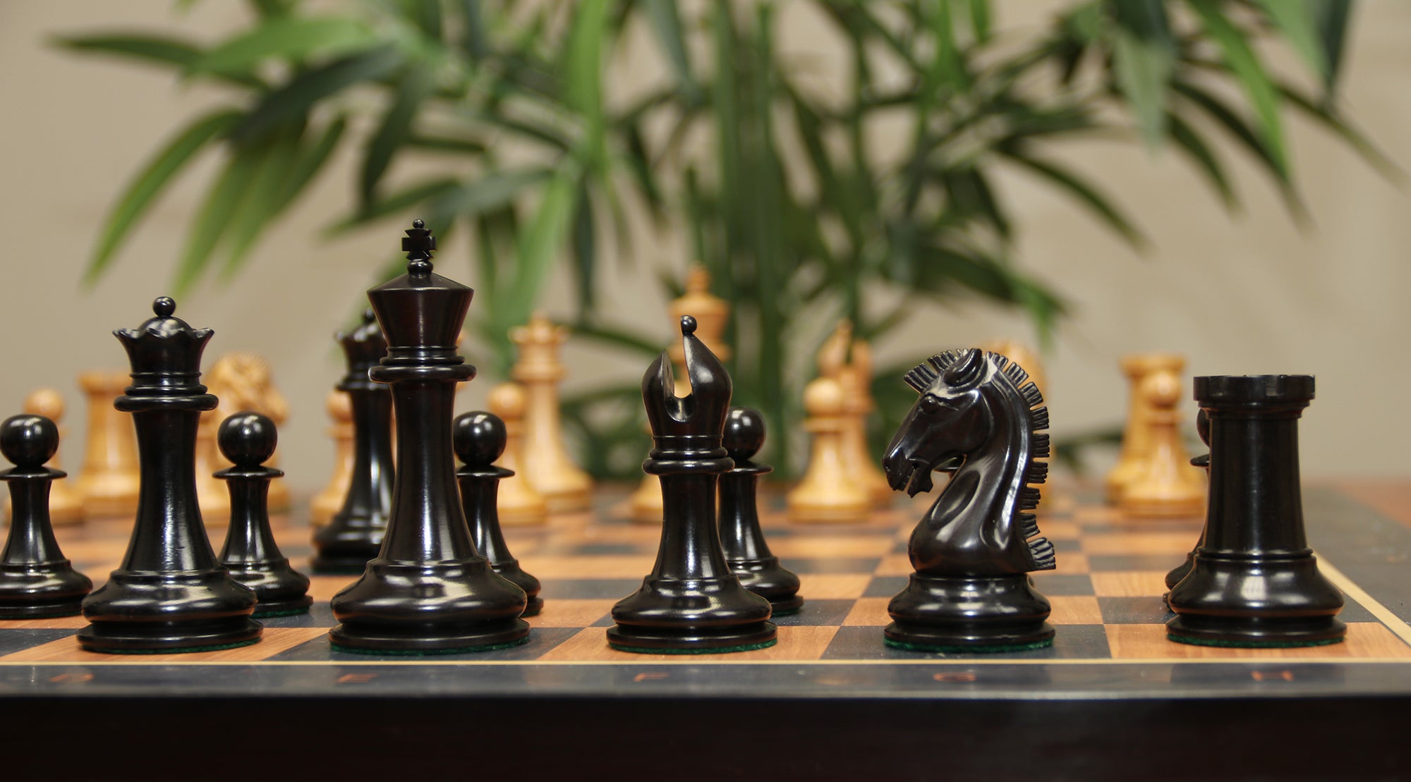 Commemorative Signature Series 3.625" Staunton Chessmen by in Distressed Boxwood/Ebony