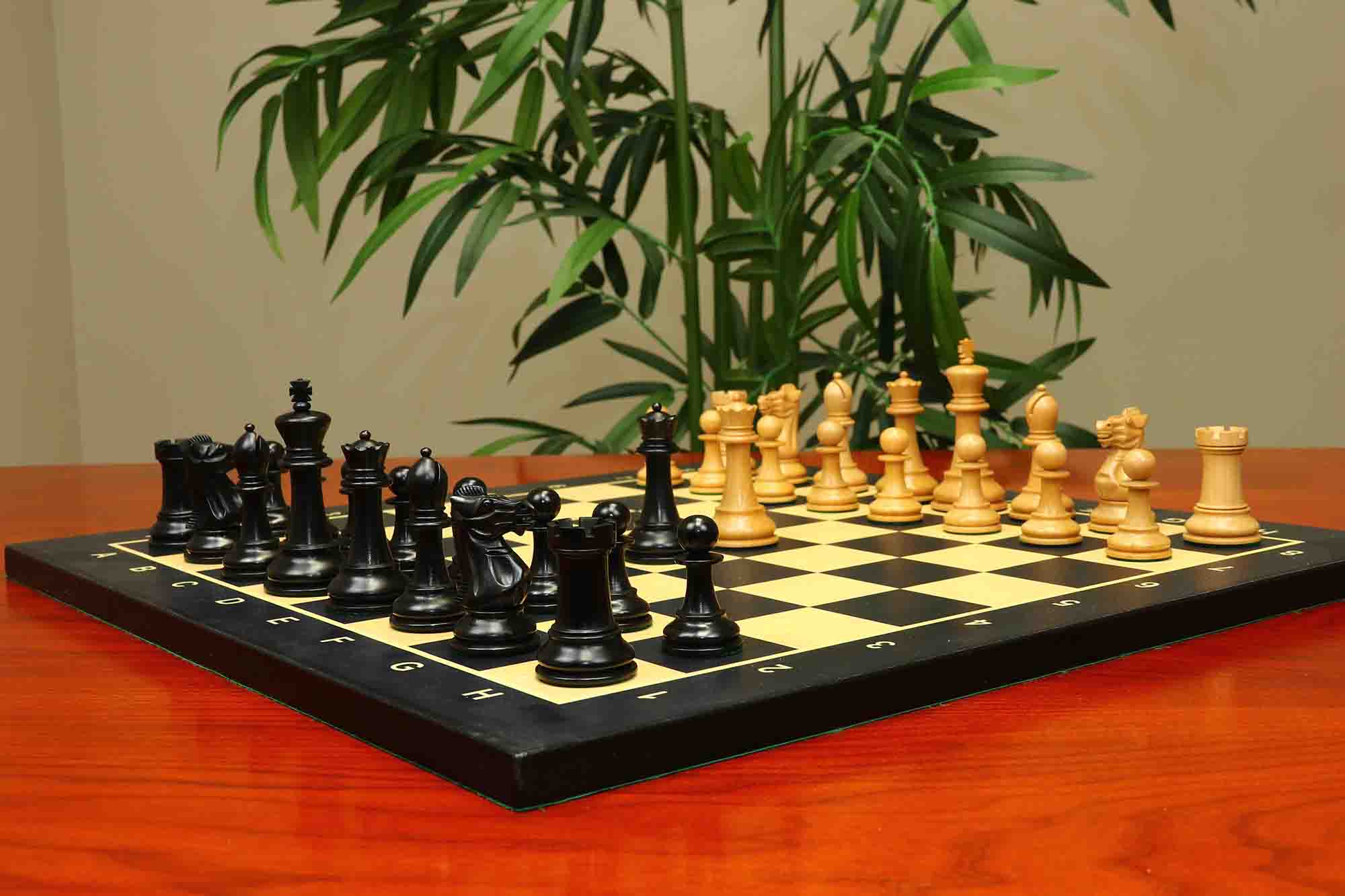 17th Olympiad Havana 1966 Circa Reproduction 3.78" Staunton Chessmen Natural/Ebonised Boxwood