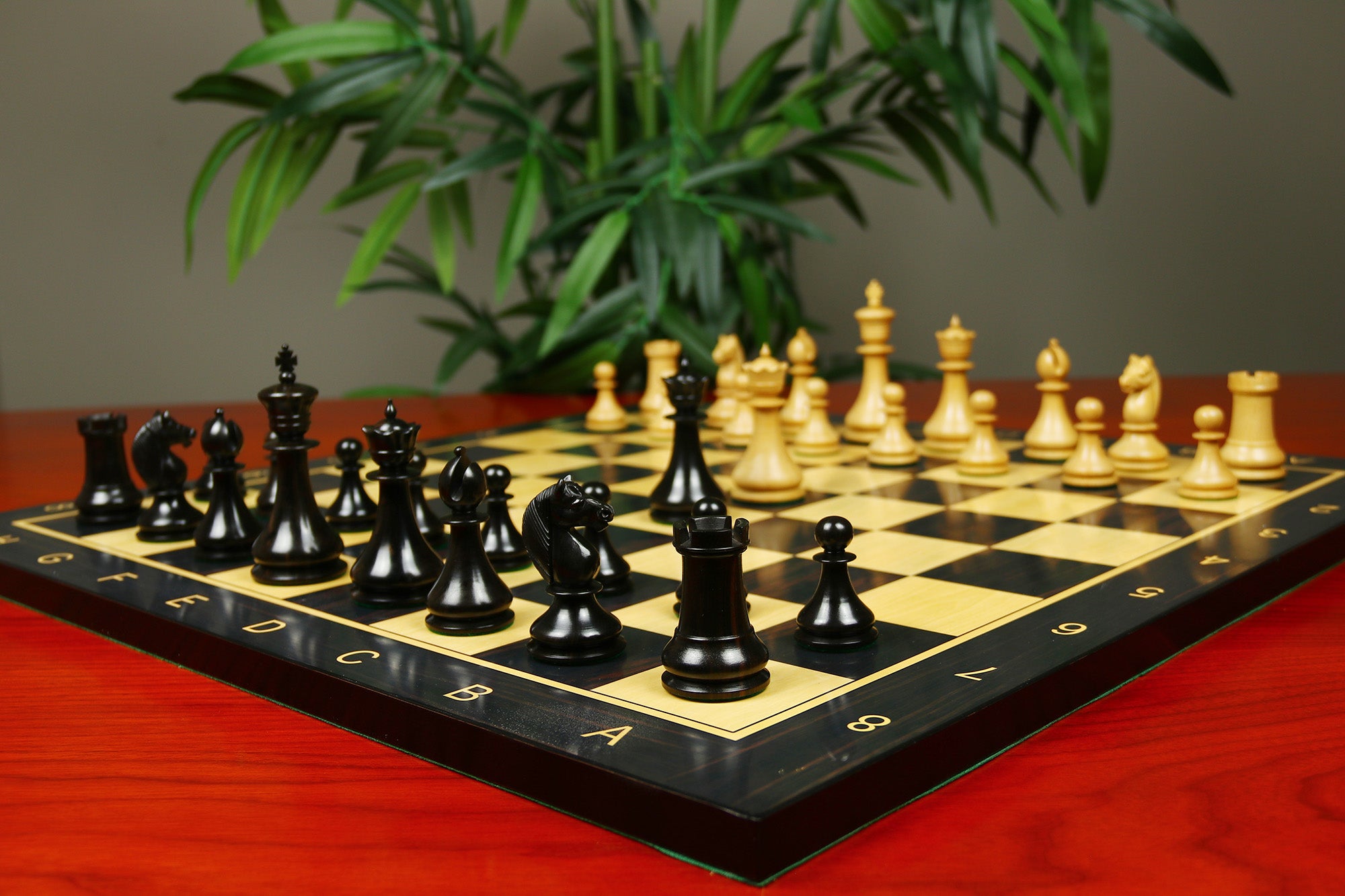 1830 Dublin Style Reproduced Historical Chess Set - 3.75" King Height in Natural Boxwood & Ebony Wood