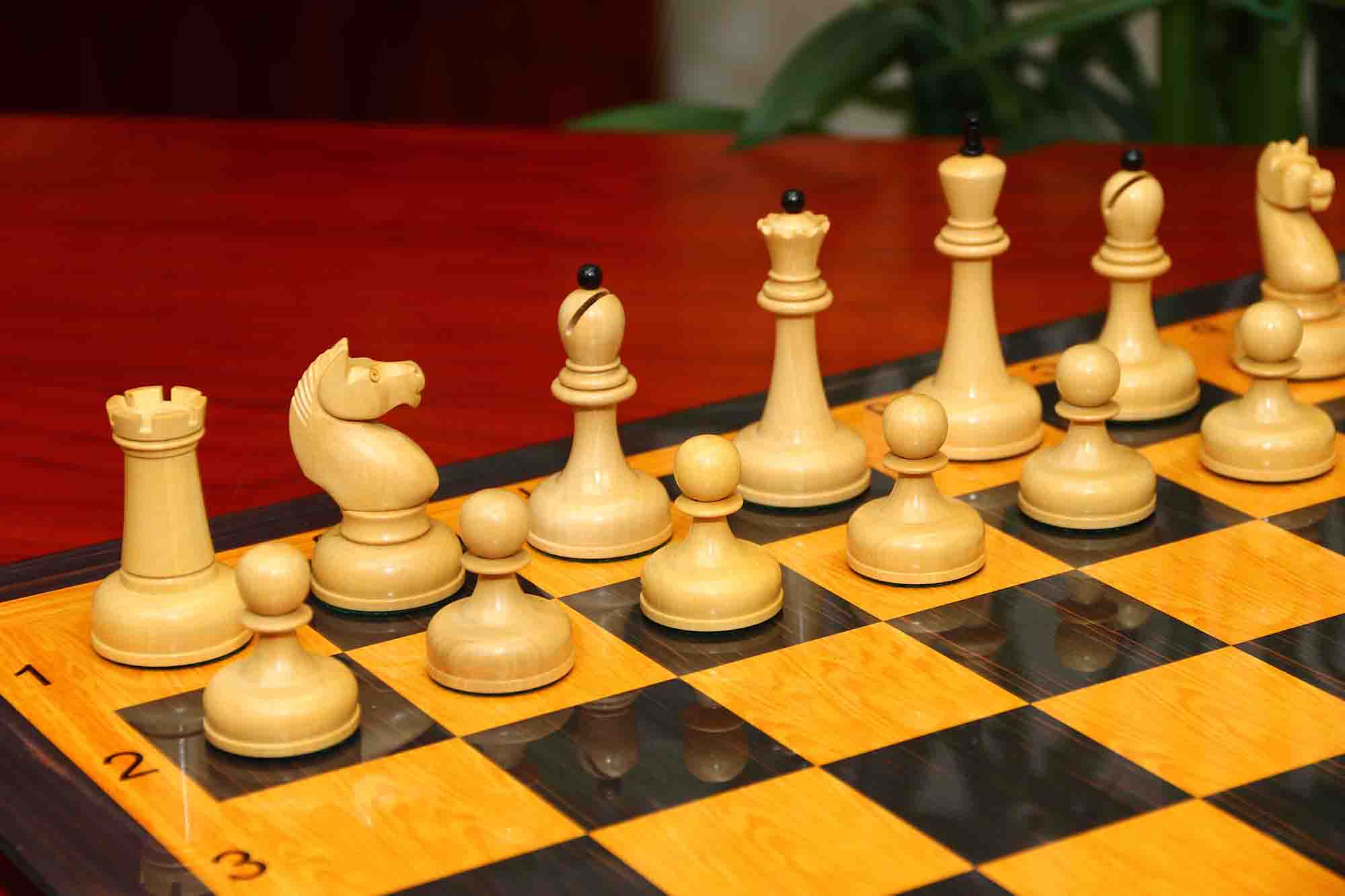 1962 Soviet Championship Historical Reproduced Tal Chess set 4" - Natural Boxwood and Eboony