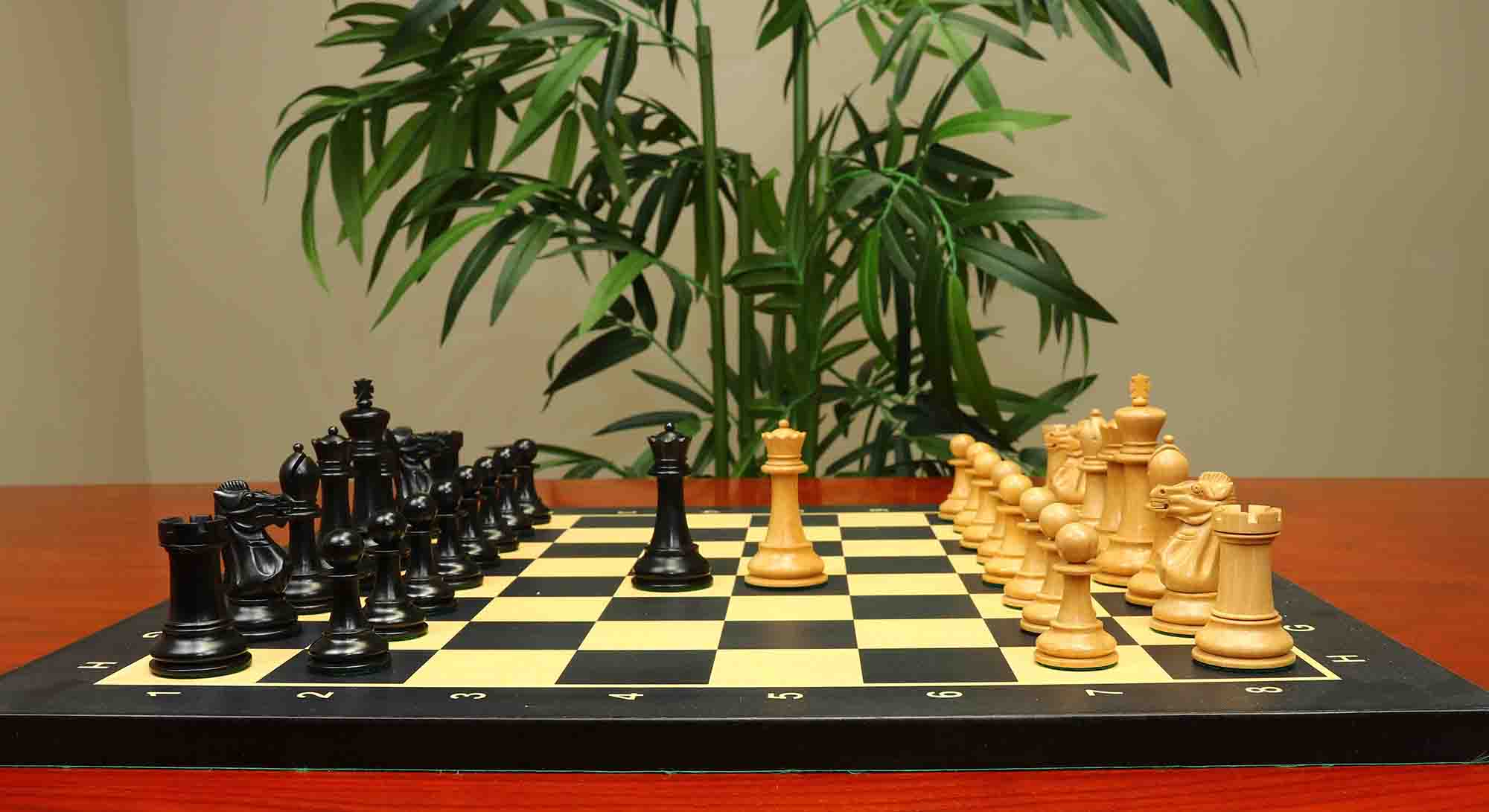 17th Olympiad Havana 1966 Circa Reproduction 3.78" Staunton Chessmen Natural/Ebonised Boxwood