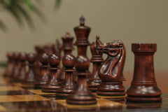 Anderson 1855-60 Reproduced 4.4" Staunton Chessmen in Distressed Boxwood/Mahogany Stained Boxwood