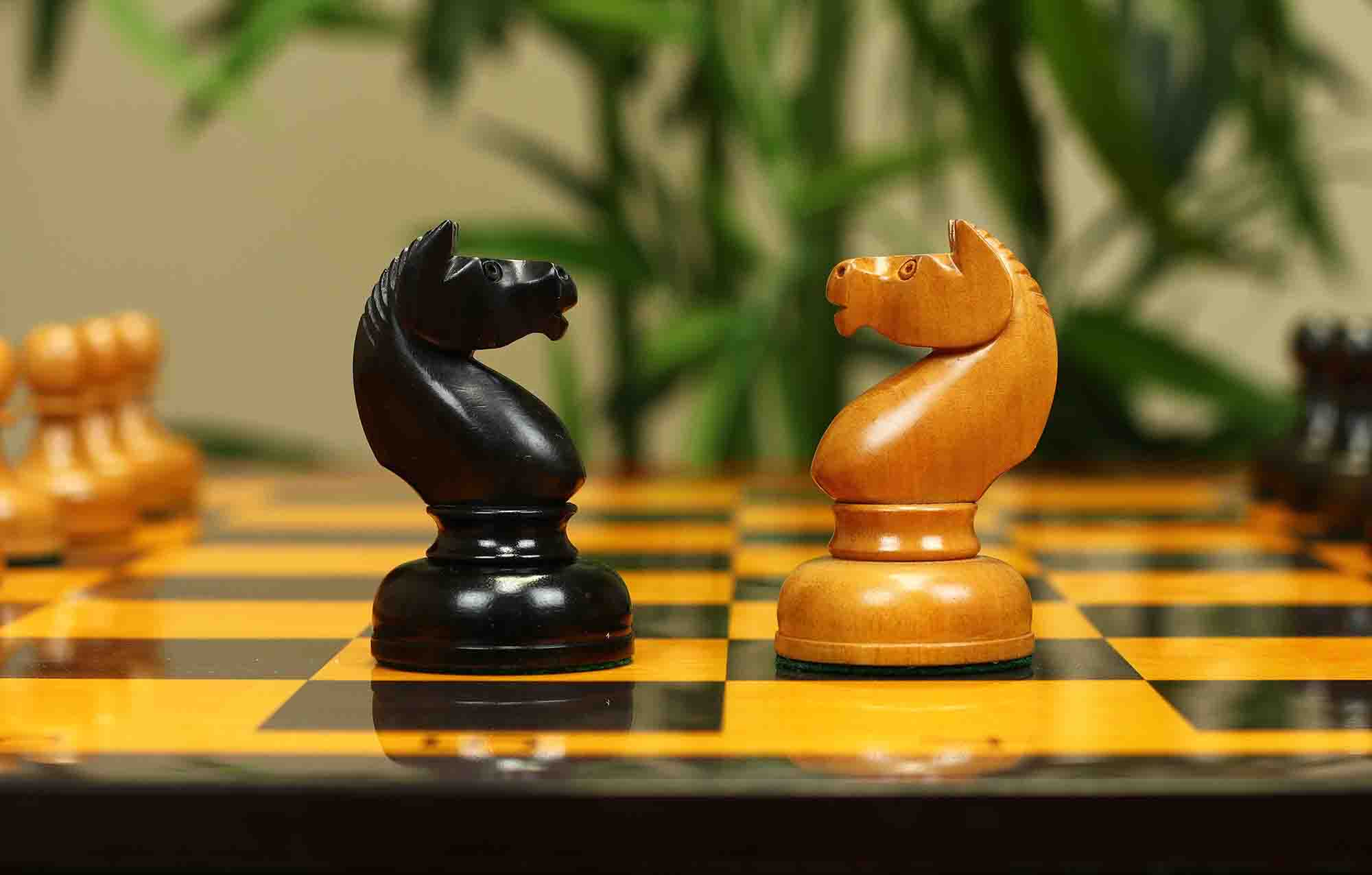 1962 Soviet Championship Historical Reproduced Tal Chess set 4" - Antiqued Boxwood and Ebony