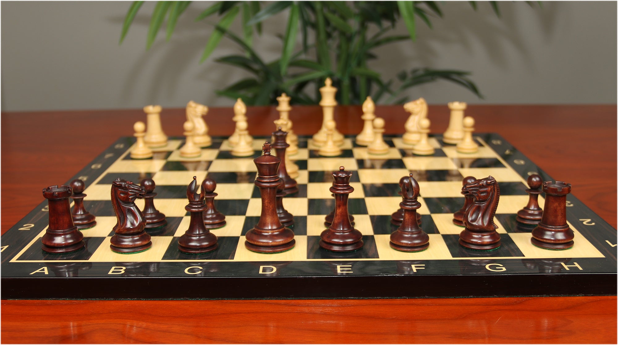 Morphy Cooke 1849-50 Vintage 3.5" Reproduction Chess Set in Natural/Mahogany Stained Boxwood
