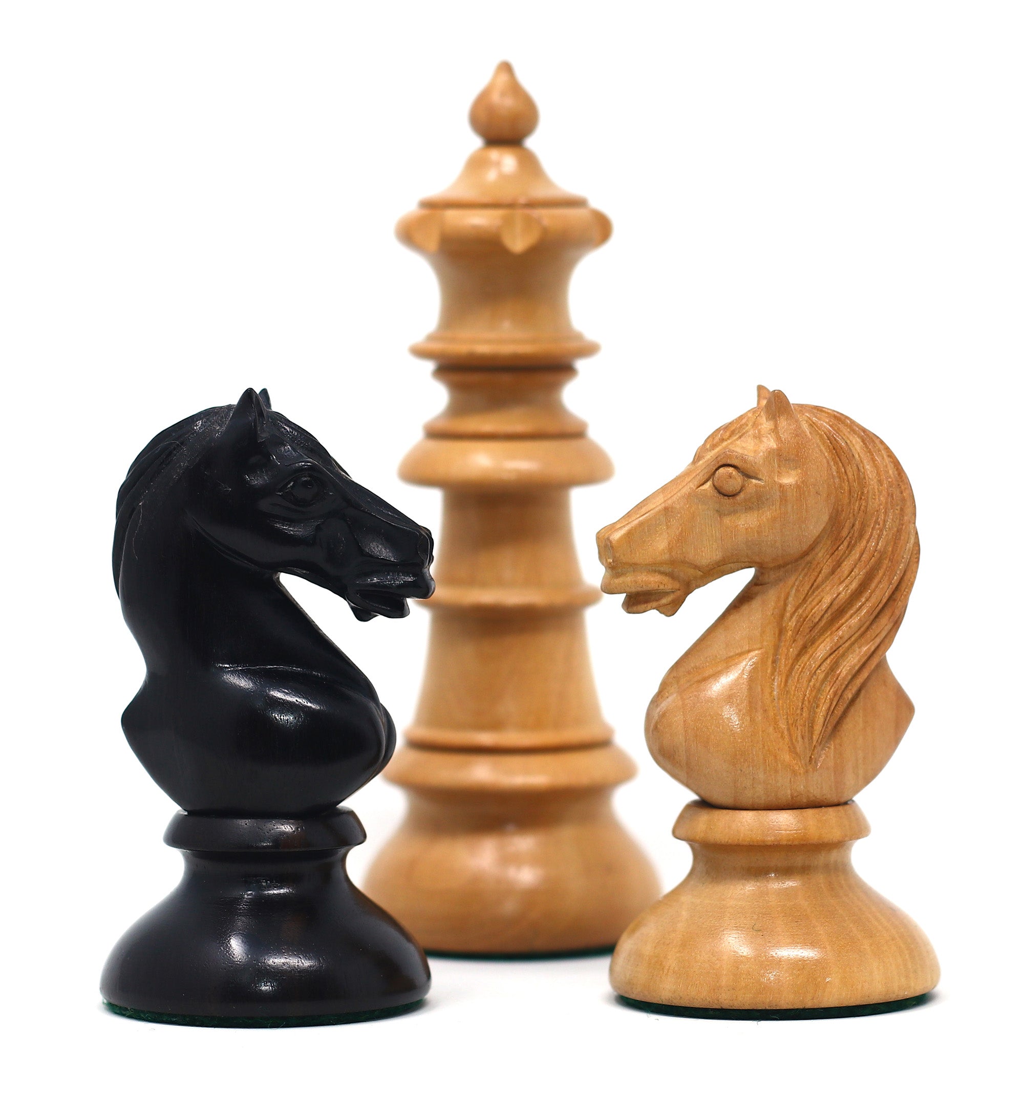 Early Old Vienna Style Coffee House 1900 Reproduction 4.5" Non-Antiqued Boxwood/Ebony Wood Chess set