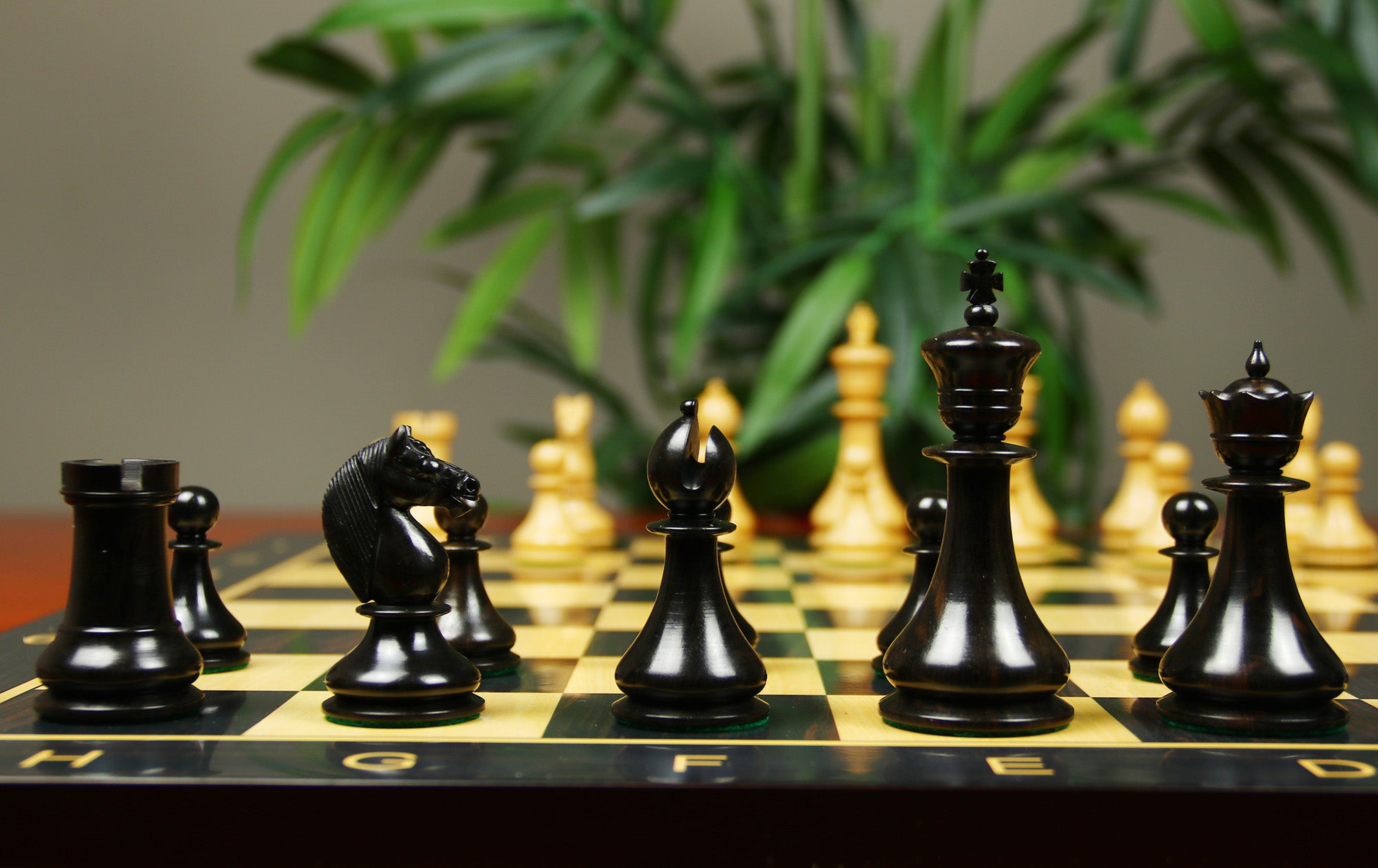 1830 Dublin Style Reproduced Historical Chess Set - 3.75" King Height in Natural Boxwood & Ebony Wood