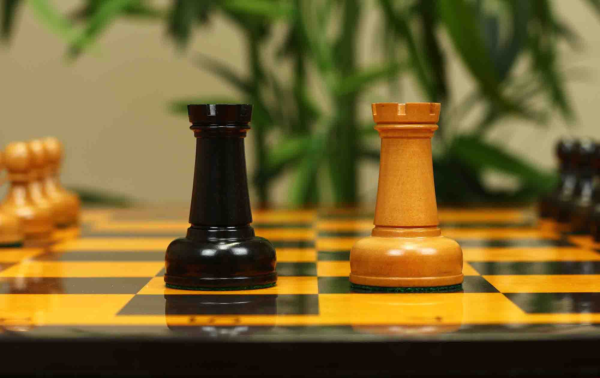 1962 Soviet Championship Historical Reproduced Tal Chess set 4" - Antiqued Boxwood and Ebony