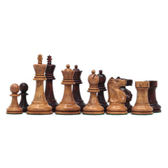 Fischer-Spassky / 1972 World Championship 3.75" Distressed Boxwood/Mahogany Stained Chessmen