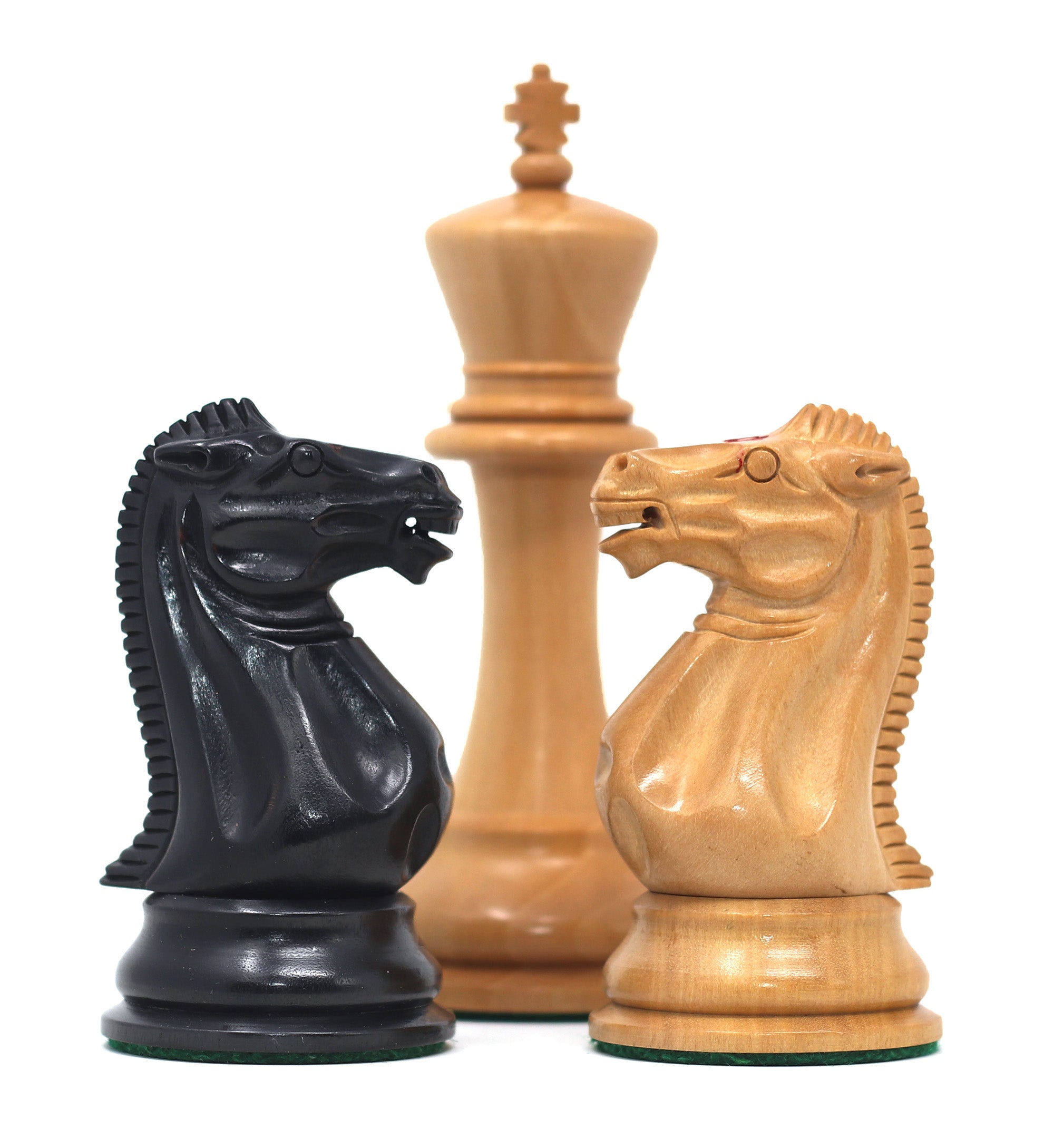 Anderson 1855-60 Reproduced 4.4" Staunton Chessmen in Non-Antiqued Boxwood & Ebonised