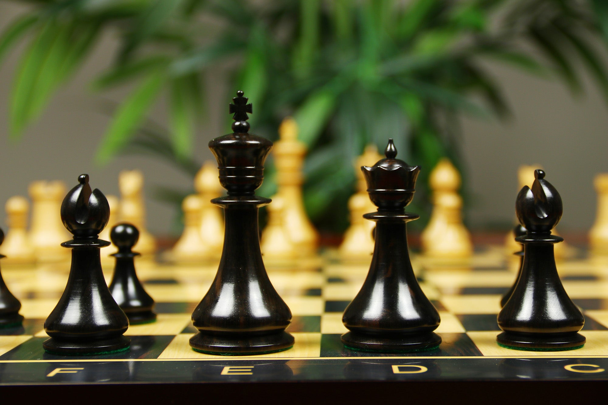 1830 Dublin Style Reproduced Historical Chess Set - 3.75" King Height in Natural Boxwood & Ebony Wood