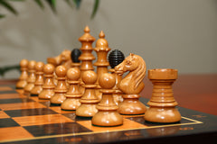 Early Old Vienna Style Coffee House 1900 Reproduction 4.5" Antiqued Boxwood/Ebony Wood Chess set