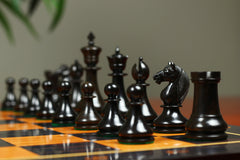 1830 Dublin Style Reproduced Historical Chess Set - 3.75" King Height in Antiqued Boxwood & Ebony Wood