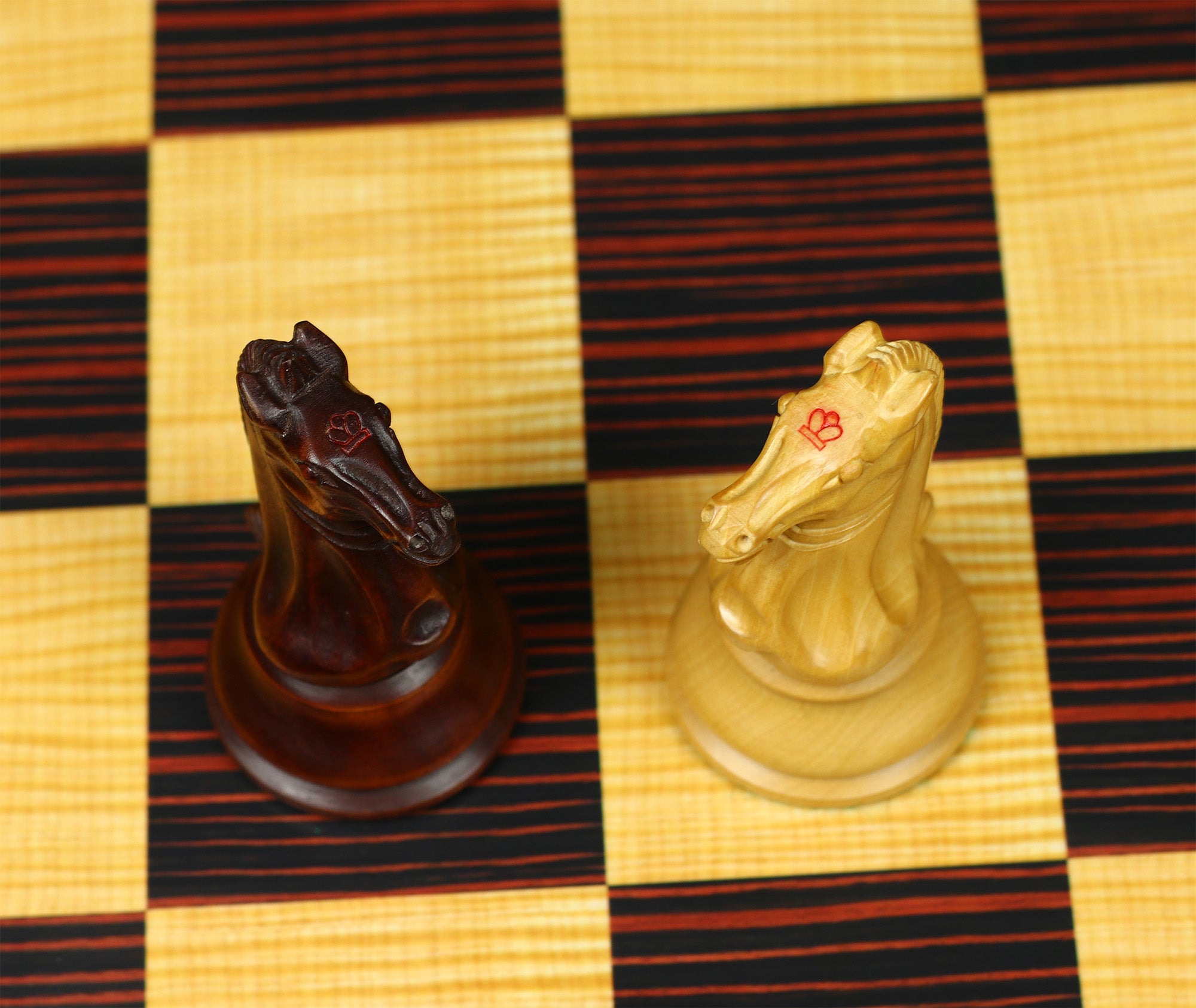 1851-52 Early 2880 Jaques of London Reproduced Vintage 4.4" Chess set Non-Antiqued/Mahogany Stained Boxwood wood