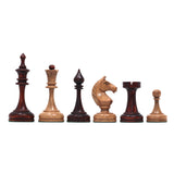 Soviet USSR 1970 Reproduced 4" Chess set in Distressed and Mahogany Stained Boxwood