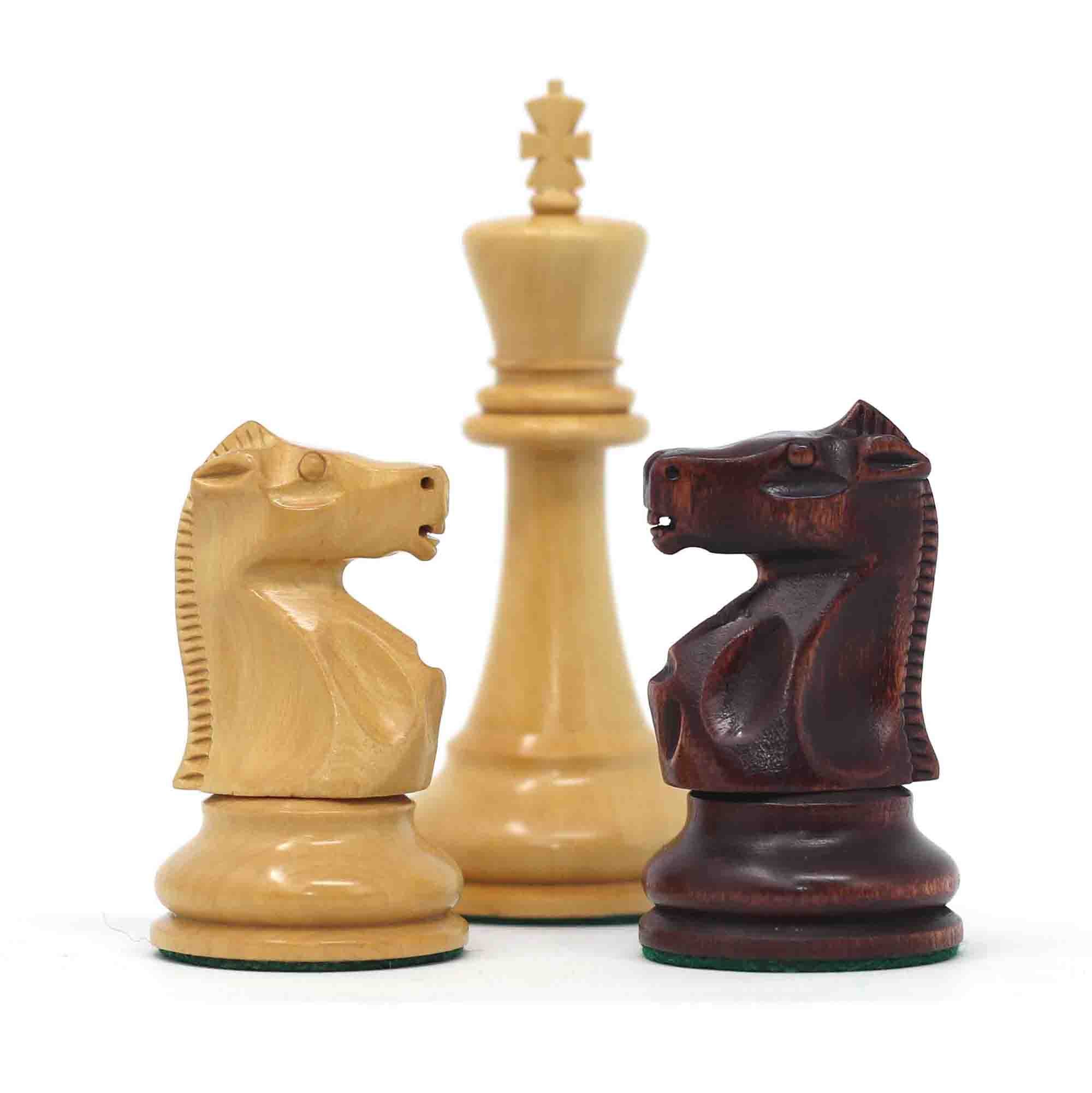 Fischer-Spassky / 1972 World Championship 3.75" Natural Boxwood/Mahogany Stained Chessmen