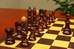 Early Old Vienna Style Coffee House 1900 Reproduction 4.5" Non-Antiqued Boxwood/Mahogany Stained Wood Chess set