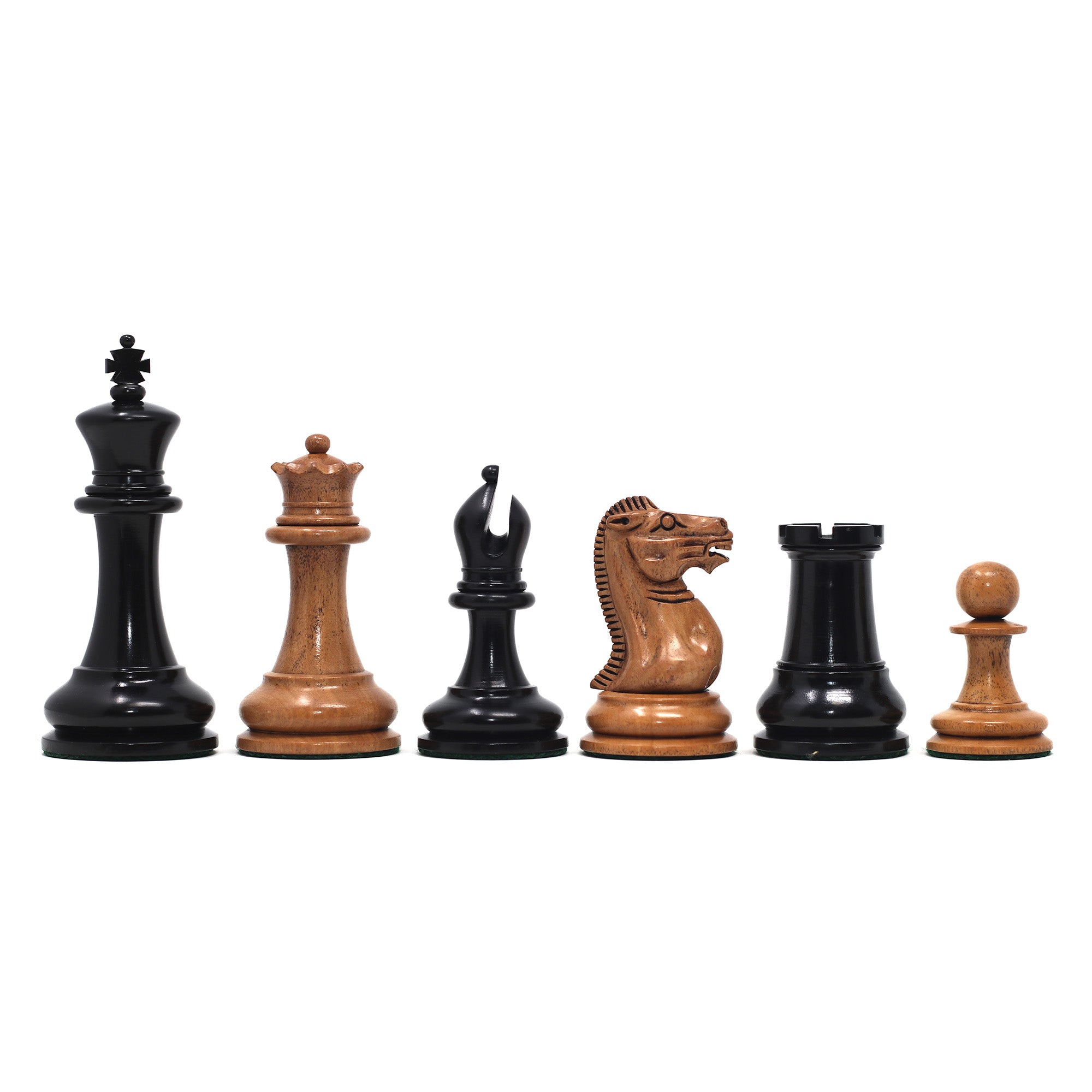Nathaniel 1849 Antique Reproduction Vintage 3.75" Chess Set in Ebony/ Distressed Boxwood