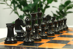 Henri Chavet Reproduced Chess Set in Ebony & Aged Antiqued Boxwood- 3.75" King Height