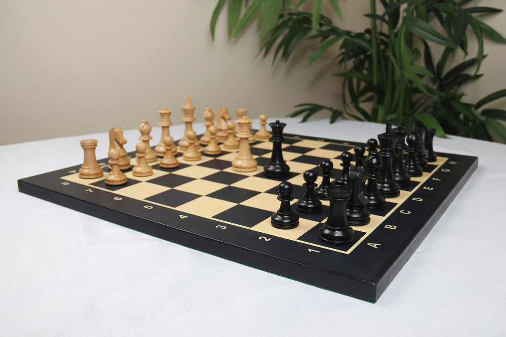 Henri Chavet Reproduced Chess Set in Natural and Ebonised Boxwood- 3.75" King Height