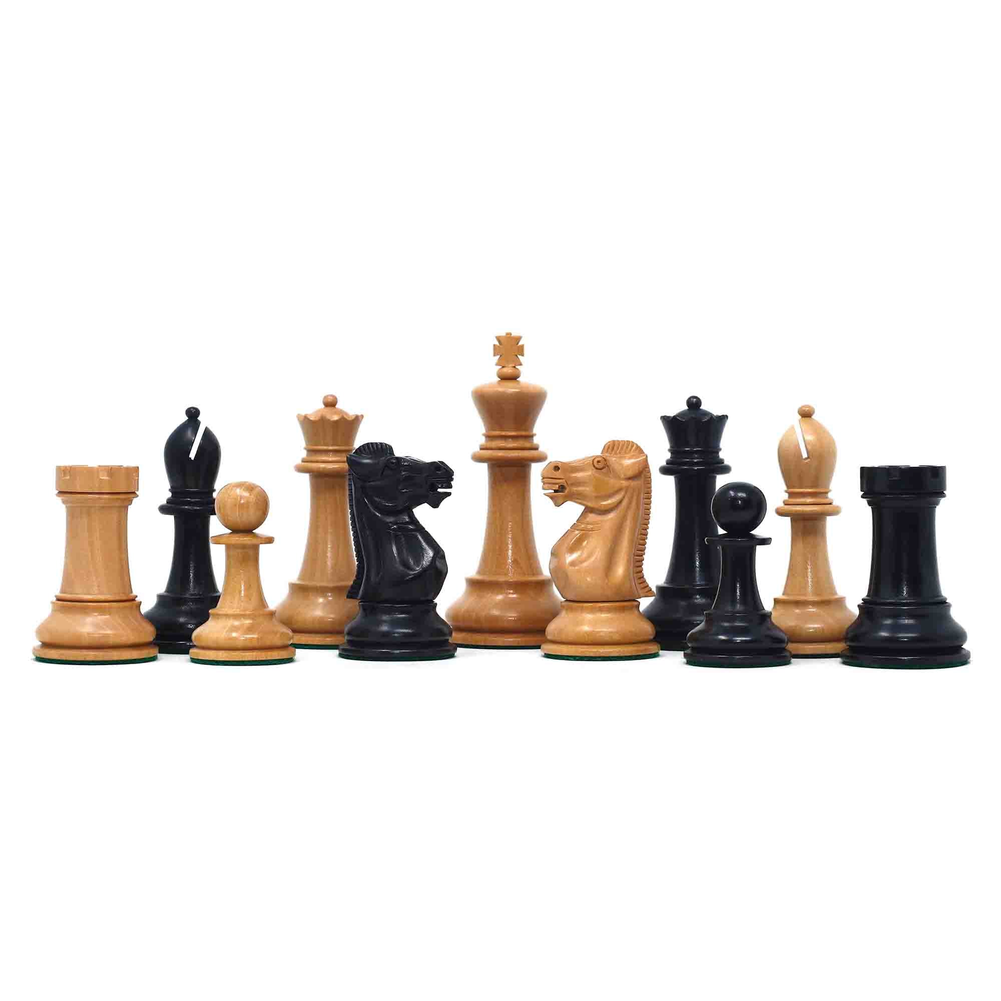 17th Olympiad Havana 1966 Circa Reproduction 3.78" Staunton Chessmen Natural/Ebonised Boxwood