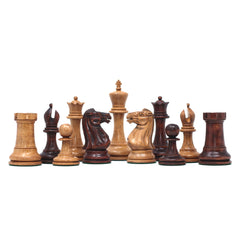 Anderson 1855-60 Reproduced 4.4" Staunton Chessmen in Distressed Boxwood/Mahogany Stained Boxwood