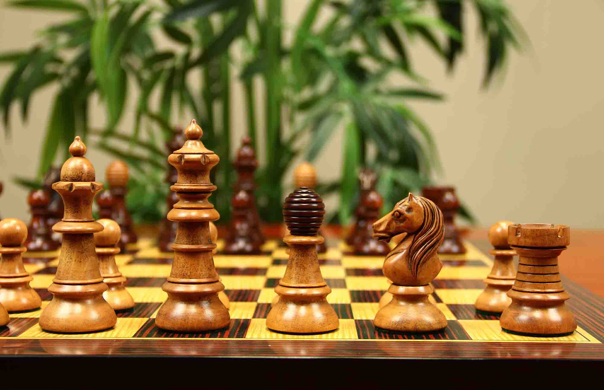 Early Old Vienna Style Coffee House 1900 Reproduction 4.5" Distressed /Mahogany Stained Chess set