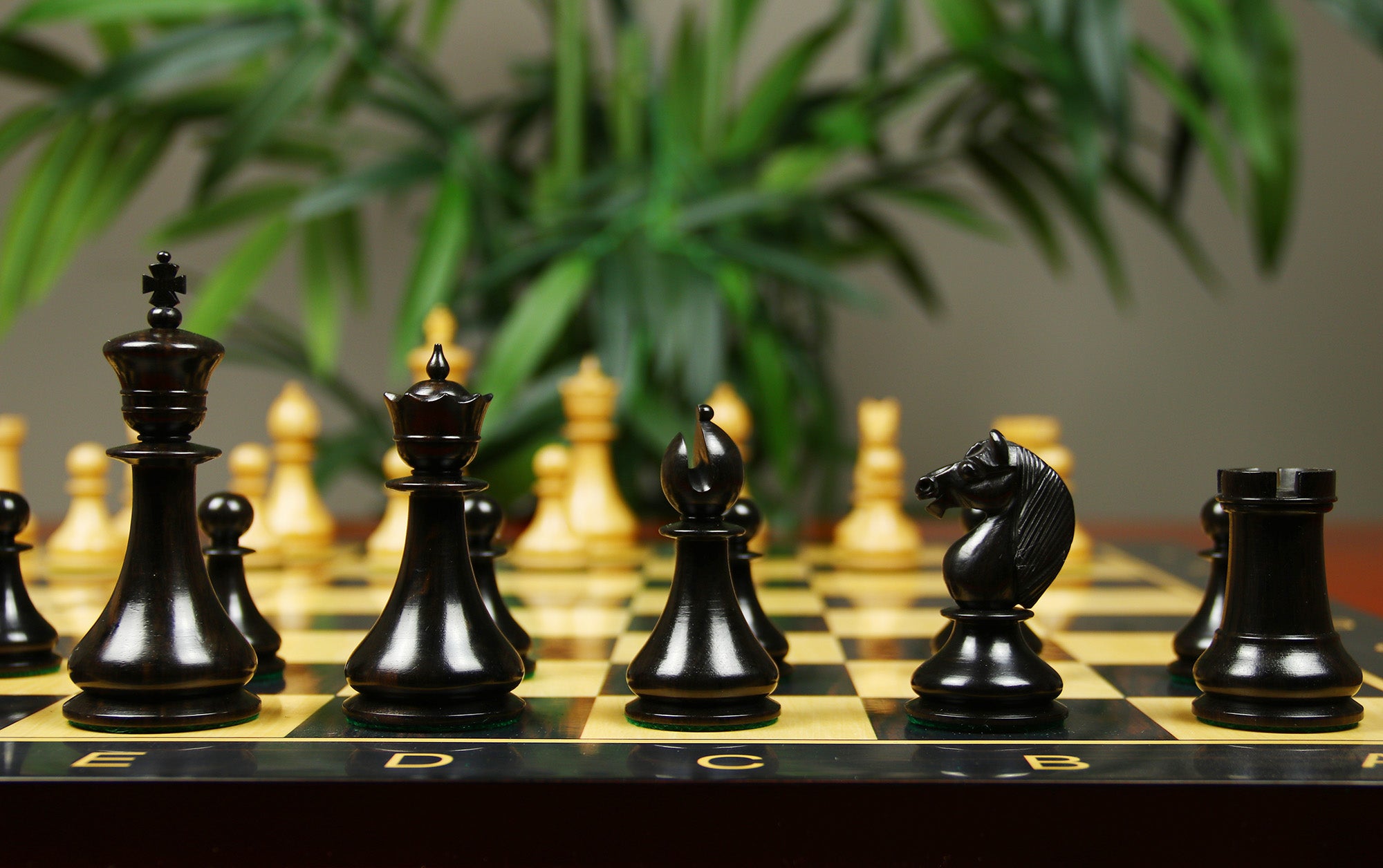 1830 Dublin Style Reproduced Historical Chess Set - 3.75" King Height in Natural Boxwood & Ebony Wood