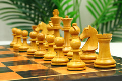 Henri Chavet Reproduced Chess Set in Ebony & Aged Antiqued Boxwood- 3.75" King Height