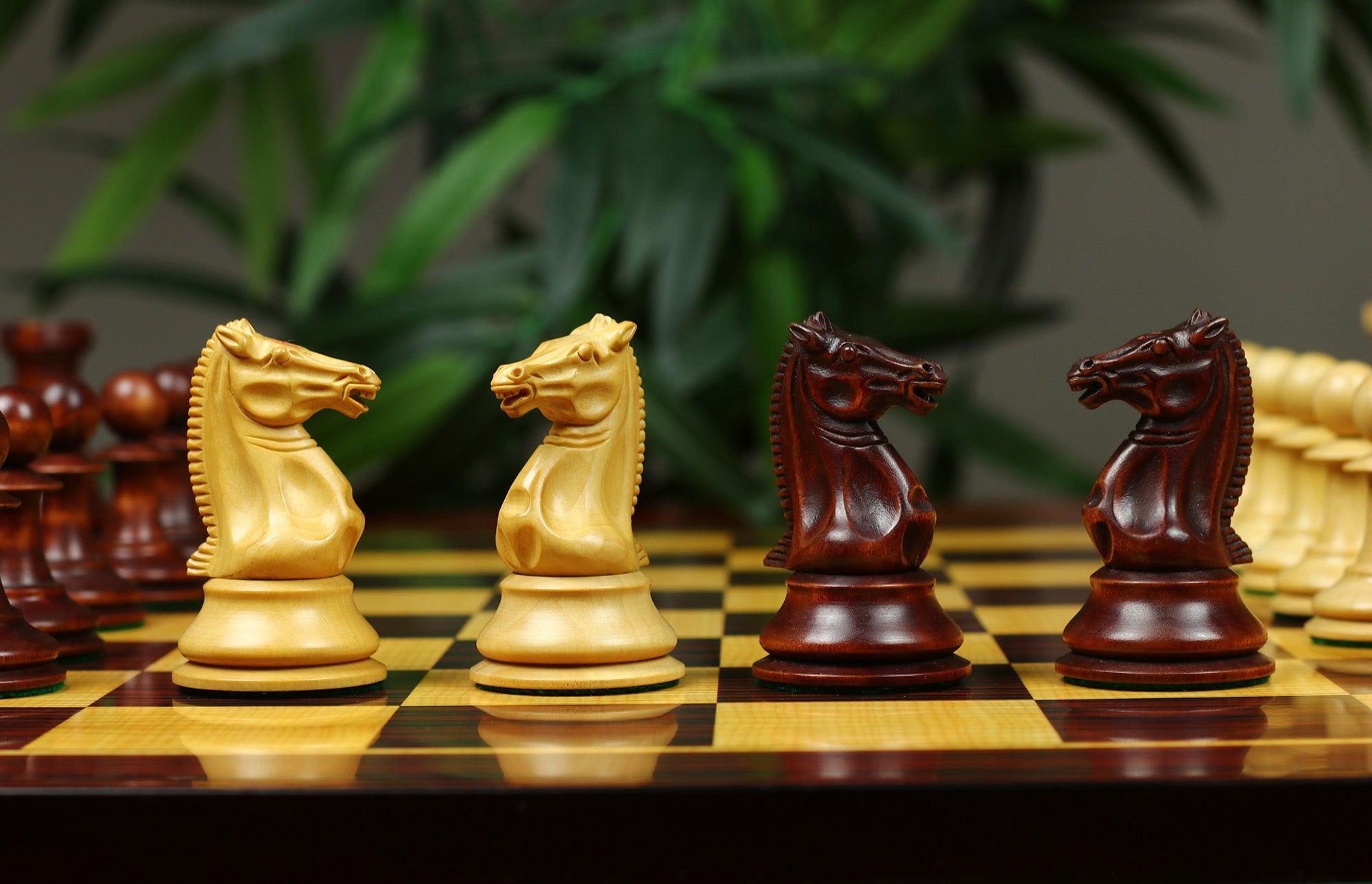 1851-52 Early 2880 Jaques of London Reproduced Vintage 4.4" Chess set Non-Antiqued/Mahogany Stained Boxwood wood