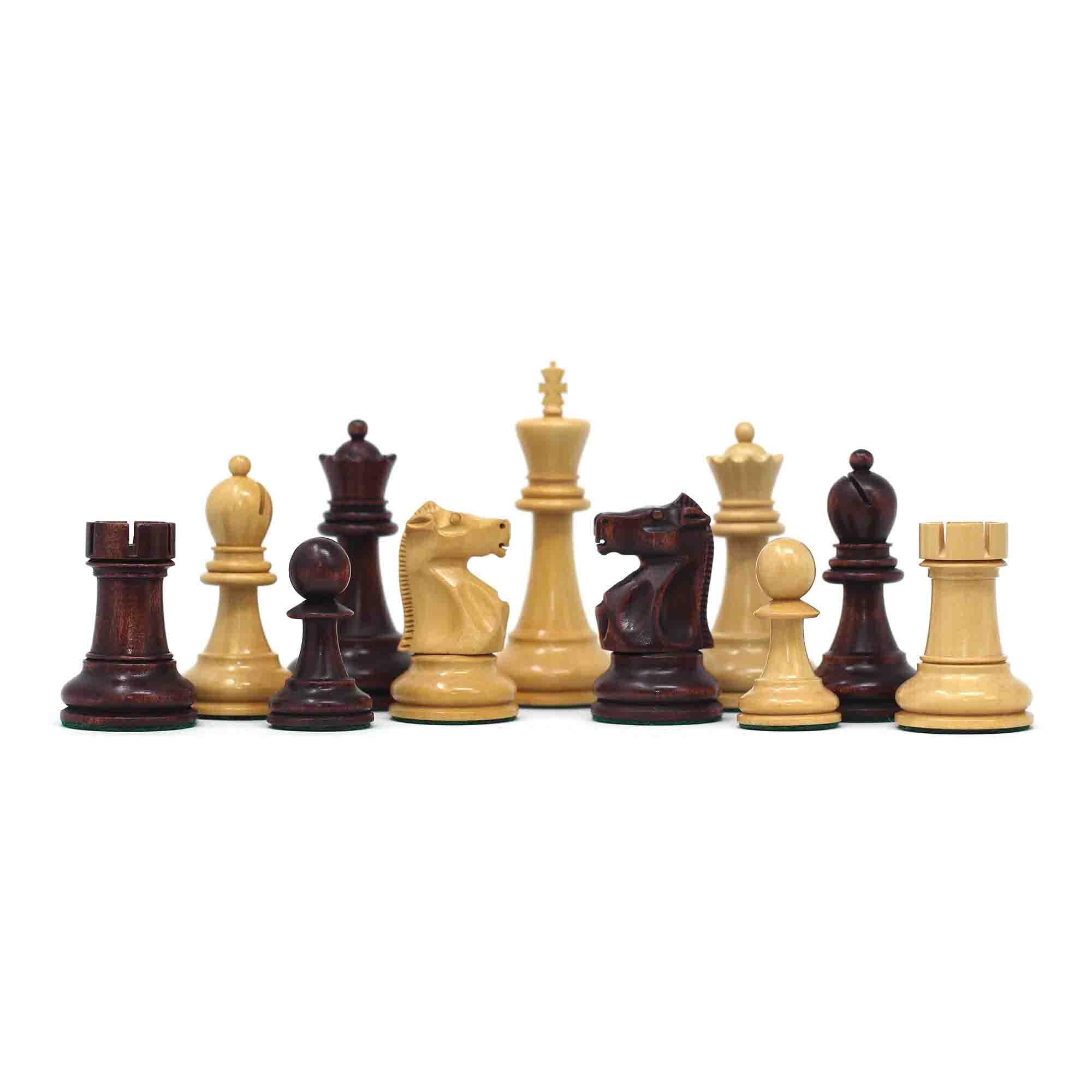 Fischer-Spassky / 1972 World Championship 3.75" Natural Boxwood/Mahogany Stained Chessmen