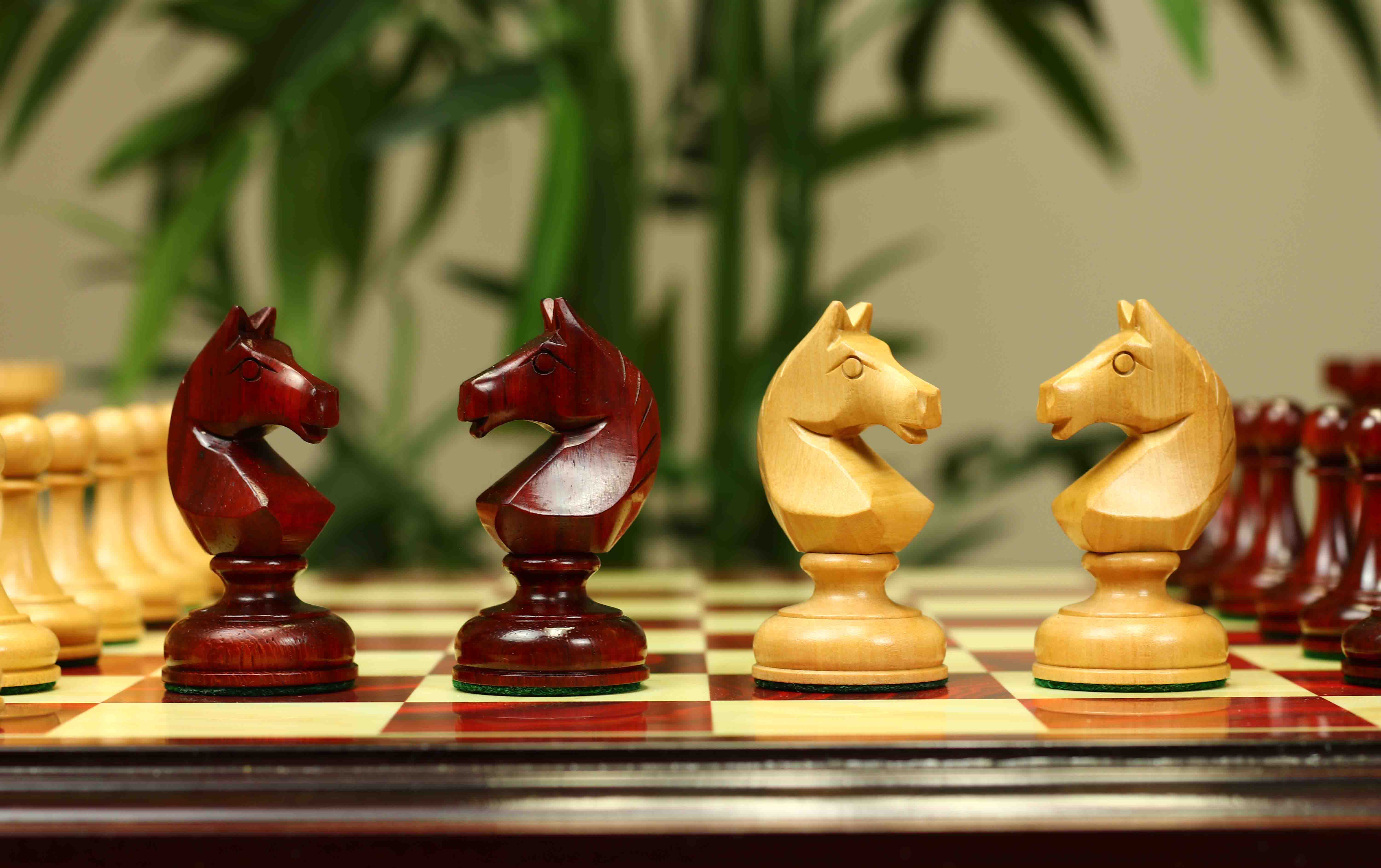 Soviet USSR 1970 Reproduced 4" Chess set in African Padouk and Natural Boxwood