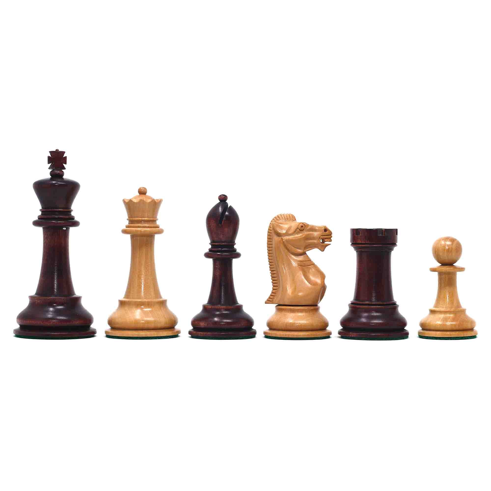 17th Olympiad Havana 1966 Circa Reproduction 3.78" Staunton Chessmen Natural/Mahogany Stained Boxwood