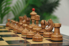 Reproduction Vintage 1930 German Knubbel 3.5" Chess Pieces in Distressed and Red Gilded Box wood