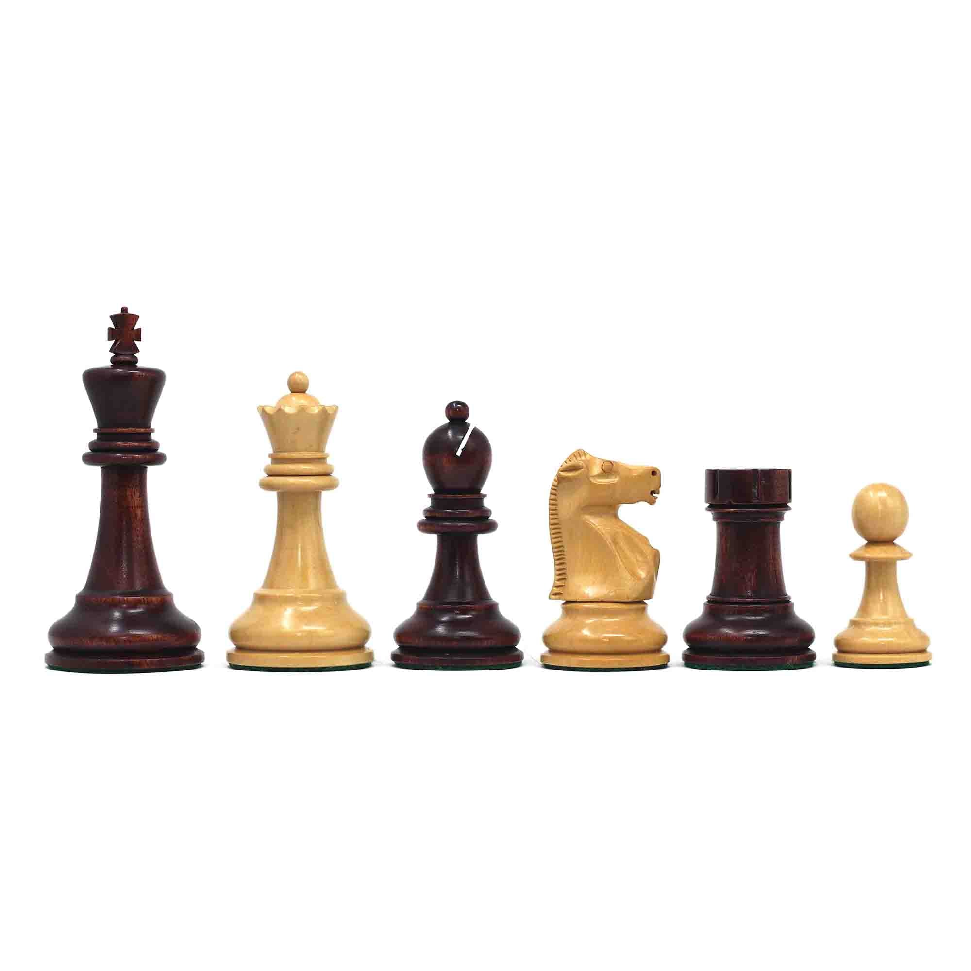 Fischer-Spassky / 1972 World Championship 3.75" Natural Boxwood/Mahogany Stained Chessmen