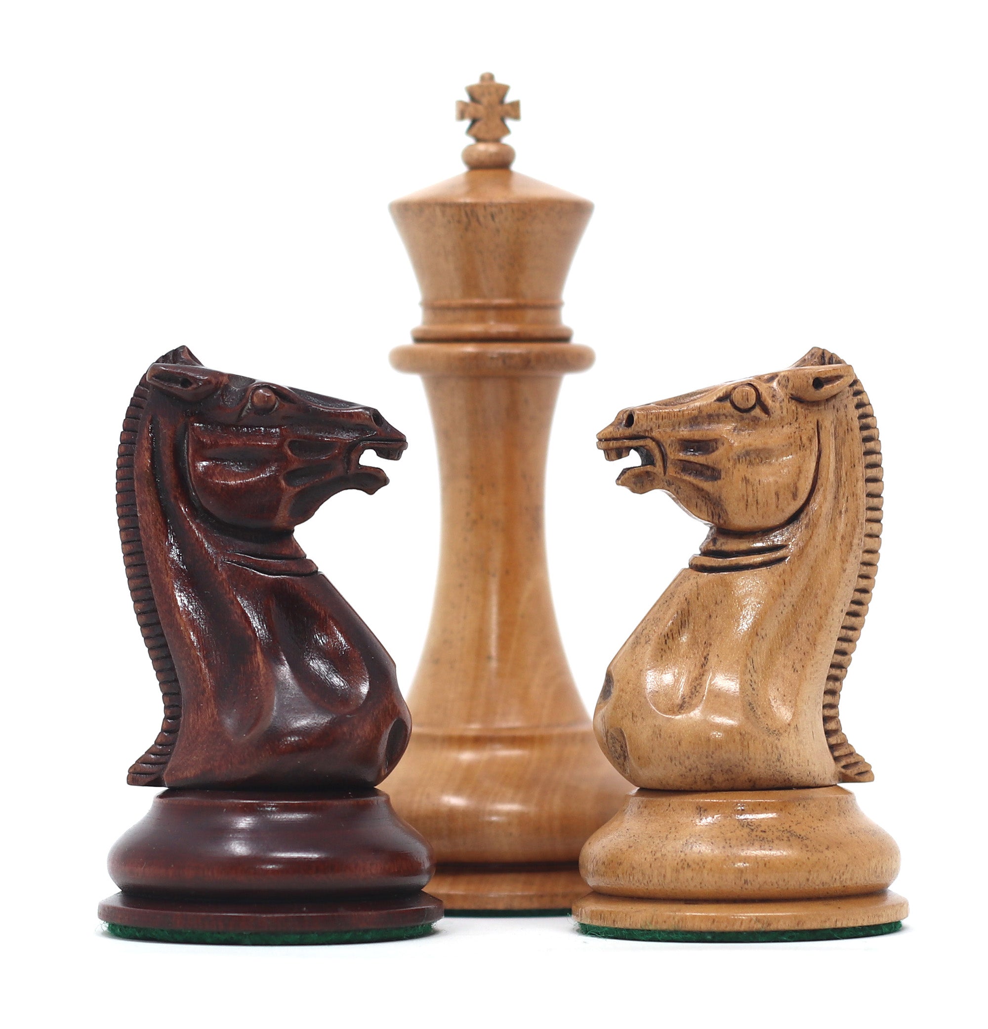 Morphy  Cooke 1849-50 Vintage 4.4" Reproduction Chess Set in Distressed Antique/Mahogany Stained Boxwood