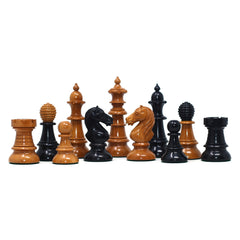 Early Old Vienna Style Coffee House 1900 Reproduction 4.5" Antiqued Boxwood/Ebony Wood Chess set