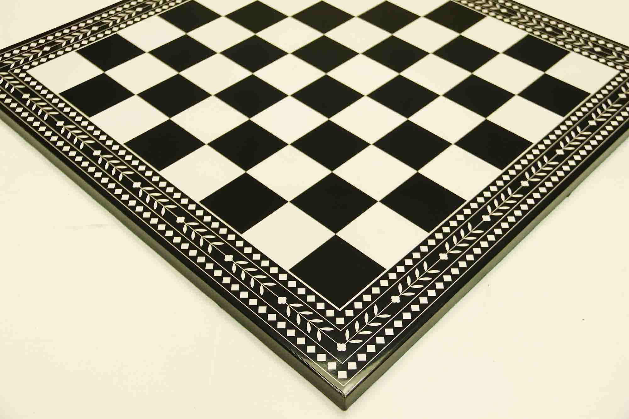 Artistry Chess Board Square size 2.5" X 2.5" Black and White in Glossy Finish for 4.25" to 4.5"  Chess Set