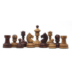 Reproduction Vintage 1930 German Knubbel 3.5" Chess Set in Distressed & Mahogany Gilded Box wood