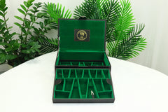 Leatherette Chess Presentation Coffer with straight compartments for 4.125" to 4.4" Chess Pieces
