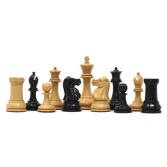 Jaques Zukertort 1875 Reproduction Library 3.5" Chessmen in Natural Boxwood/Ebony