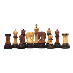 Leningrad Series 4" Luxury Staunton Chess Set in Burnt Lacquered Golden Rosewood & Boxwood
