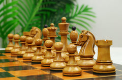 Dubrovink Series 1950 Vintage Reproduction 3.75" Ebony & Distressed Boxwood Chess Set